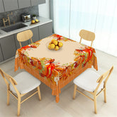 Lofaris Autumn Leaves Pumpkin Yellow Plaid Square Tablecloth